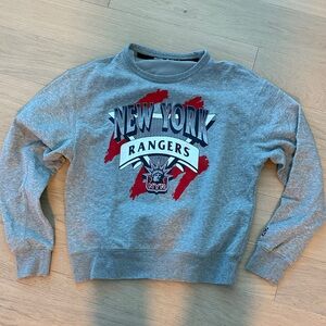 adidas New York Rangers Gray Crewneck Sweatshirt with Red and Navy Graphic